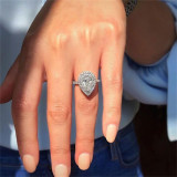 Silver Zircon Water Drop Fashion Jewelry Inlaid Diamond Women Ring