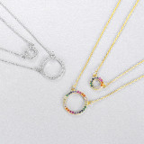 Sterling Silver Rainbow Diamonds Zirconia Ring Pendant Necklace