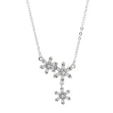 Sterling Silver Snowflake Moissanite Diamonds Pendant Necklace