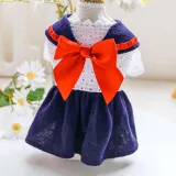 Pet Small Dog Lace Floral Striped Dress Dog Puppy Cloth