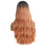 Women Long Wavy Hair Wigs Middle Parting Curly Wig