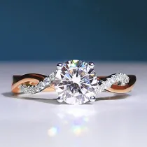 Silver Zircon Twisted Arm Four Claw Women Ring Jewelry Inlaid Diamond Adjustable Size Women Ring