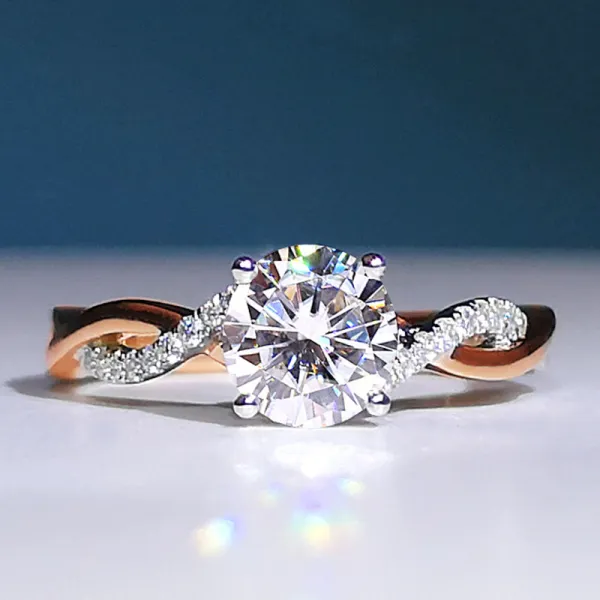 Silver Zircon Twisted Arm Four Claw Women Ring Jewelry Inlaid Diamond Adjustable Size Women Ring
