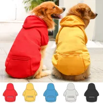 Pet Pure Color Hoodie Sweatshirt Sweater for Dogs Pet Clothes with Hat and Pocket