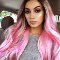 Women Synthetic Exaggerated Color Wavy Hair Wigs Middle Parting Curly Wig