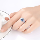 Sterling Silver Semi Paved Zirconia Solitaire Sapphire Gemstone Rings