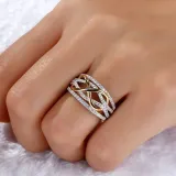 Silver Gold Fashion Jewelry Hollow Inlaid Diamond Women Ring
