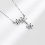Sterling Silver Snowflake Moissanite Diamonds Pendant Necklace