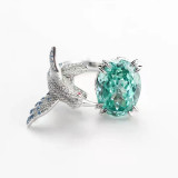Sterling Silver Bird Shaped Emerald Cut Gemstone Rings