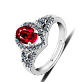 Zircon Red Fashion Jewelry Inlaid Diamond Adjustable Size Women Ring