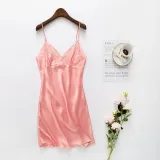 Women Satin Silk Sleep Dress Sling V-Veck Mini Dress Pajamas