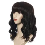 Women Synthetic Short Dye Wavy Hair Wigs Middle Parting Curly Wig
