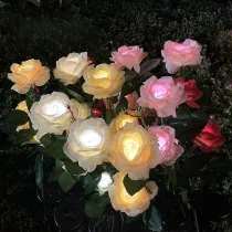 Flower Light Solar Stake Outdoor Lamp Decoration Licht Zonne Lichten Rose LED Lawn Garden Decoration Solar Flower Lights