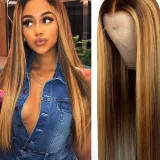 Women Synthetic Long Straight or Wavy Hair Wigs Middle Parting Wig