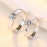 Couples Silver Zircon Get Married Fashion Jewelry Inlaid Diamond Adjustable Size Women Ring