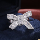 Silver Zircon Bowknot Fashion Jewelry Inlaid Diamond Women Ring