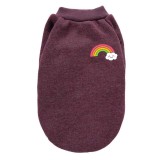 Pet Small Dog Long Sleeve Rainbow Printed Solid Color Sweater Puppy Cloth