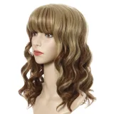 Women Synthetic Short Dye Wavy Hair Wigs Middle Parting Curly Wig
