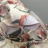 Women Satin Silk Sleep Dress Floral Printed Sling Backless Dress Pajamas