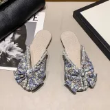 Women Boho Bohemia Flower Bow Tie Closed Toe Leisure Beach Sandalias