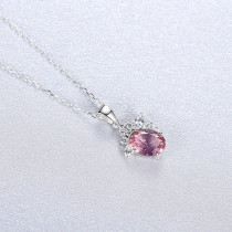 Sterling Silver Round Cut Gemstone Pendant Necklace