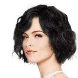 Women Synthetic Wavy Short Curls Hair Wigs Middle Parting Wig