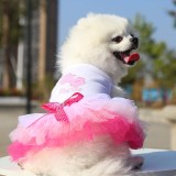 Pet Dog Cloth Bowknot Mesh Tutu Dress Puppy Suit