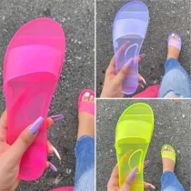 Women Jelly Transparent Flat Sandals Slippers