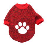 Pure Color Dog Paw Print Fleece Sweater Dog Clothes Pet Clothes