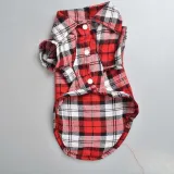 Pet Small Dog Lattice Short Sleeve Shirt Puppy Cloth