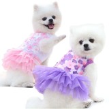 Pet Small Dog Poodle Sequin Mesh Laced Dress Puppy Cloth