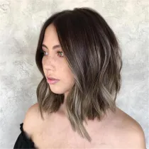 Women Short Black Brown Gradient Wig