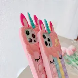 Cartoon Unicorn Decompression Silicone Drop Proof Phone Case for iPhone13 12 11 Pro Max