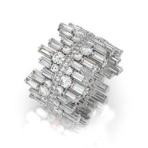 Silver Fashion Jewelry Hollow Out Irregular Inlaid Diamond Women Ring