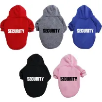 Pet Dog Hoodie Pure Color Clothes Security Slogan Warm Sweater