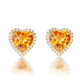 Yellow Diamond Heart Type Pendant Chain Jewelry Necklaces Women Rings Jewelry Sets