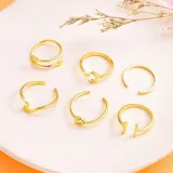 Star Moon 6 Pieces Fashion Jewelry Inlaid Diamond Adjustable Size Women Ring