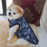Pet Dog Cloth Winter Lattic Spider Printed Cotton Zipper Vest Puppy Cloth