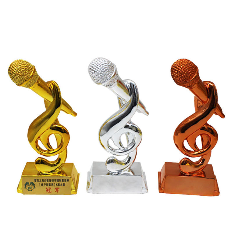 Note Trophy Resin Music Art Singing Microphone Shape Trophy