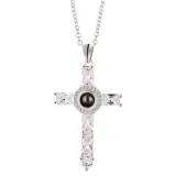 Modern Cross Style Projection Photo Customize Necklace