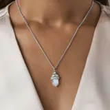 14K Rose Gold Marquise Cut Moonstone Pendant Necklace