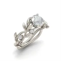 Silver Zircon Olive Leaf Women Ring Eternity Engagement Wedding Band With Gift