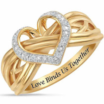 Golden Silver Zircon Love Binds Us Together Fashion Jewelry Inlaid Diamond Women Ring