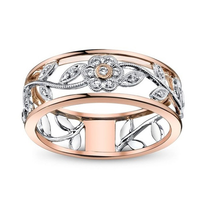 Silver Zircon Flowers Fashion Jewelry Inlaid Diamond Women Ring