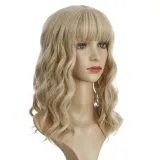 Women Synthetic Short Dye Wavy Hair Wigs Middle Parting Curly Wig