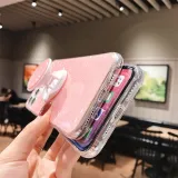 Pure Color Glitter Powder Drop Proof Phone Case for iPhone13 12 11 Pro Max with Heart Bracket