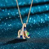 18K Rose Gold Colourful Heart Gemstone Pendant Necklace