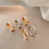 Full Diamond Gemstone Ring Luxury No Fade Stainless Steel Sparkling Iced Out Zircon Finger Rings Women For Couple