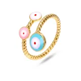 18K Real Gold Plated Colorful Evils Eyes Open Rings Brass Gold Enamel Turkish Eyes Rings For Wife Gift