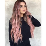 Women Lovely Pink Ins Split Wavy Wigs
